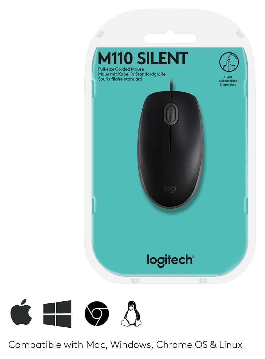 B110 Silent 1000 DPI Büro Maus Optisch  (Schwarz) 