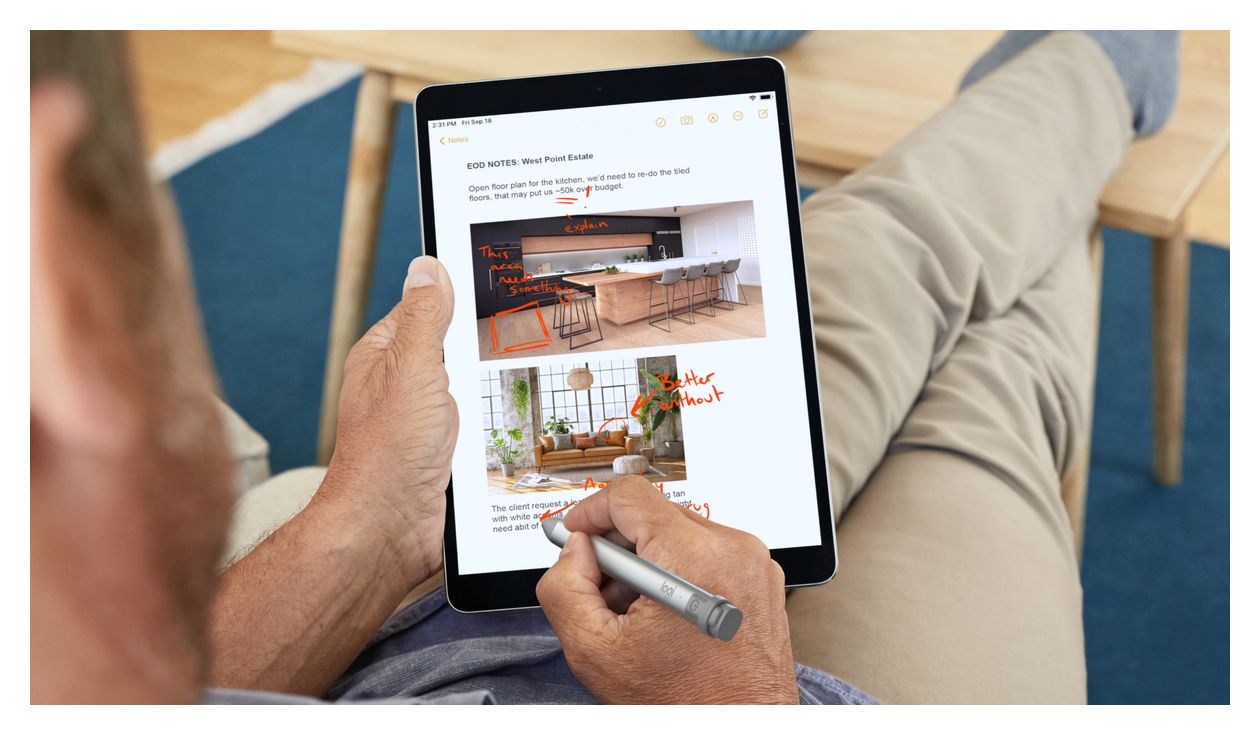Crayon Bluetooth Eingabestift für Apple iPad Pro 12.9" (3rd gen), iPad Pro 11", iPad (7th, 6th gen), iPad Air (3rd gen), iPad mini (5th gen) Grau 