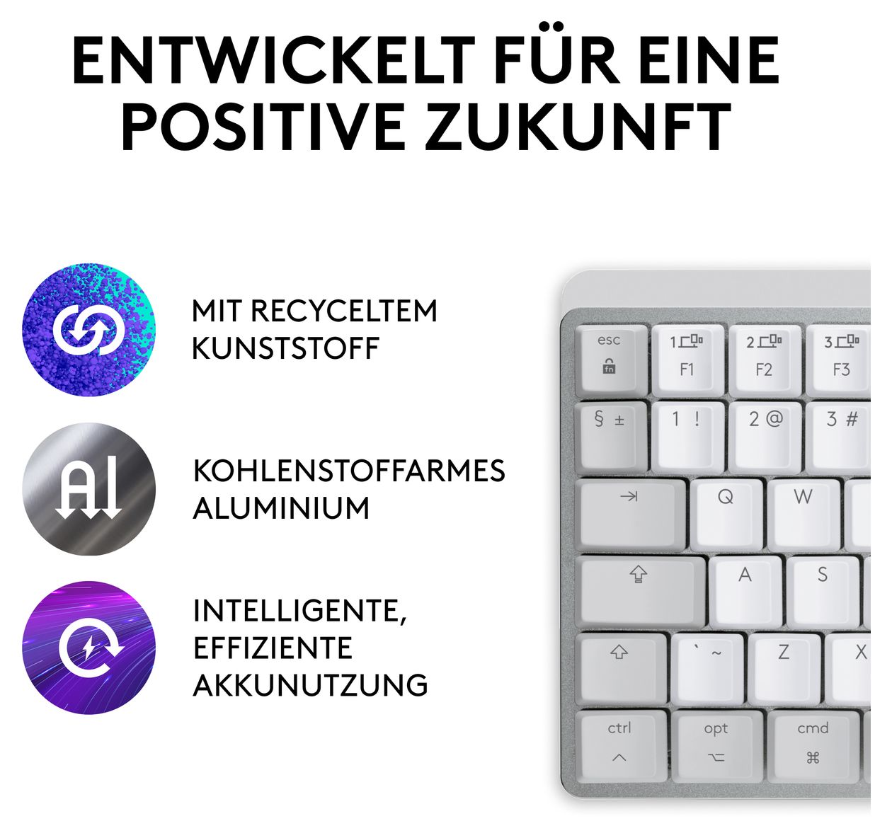 MX Mini Mechanical for Mac LED Büro Tastatur RF Wireless + Bluetooth 2.4 GHz  (Grau) 