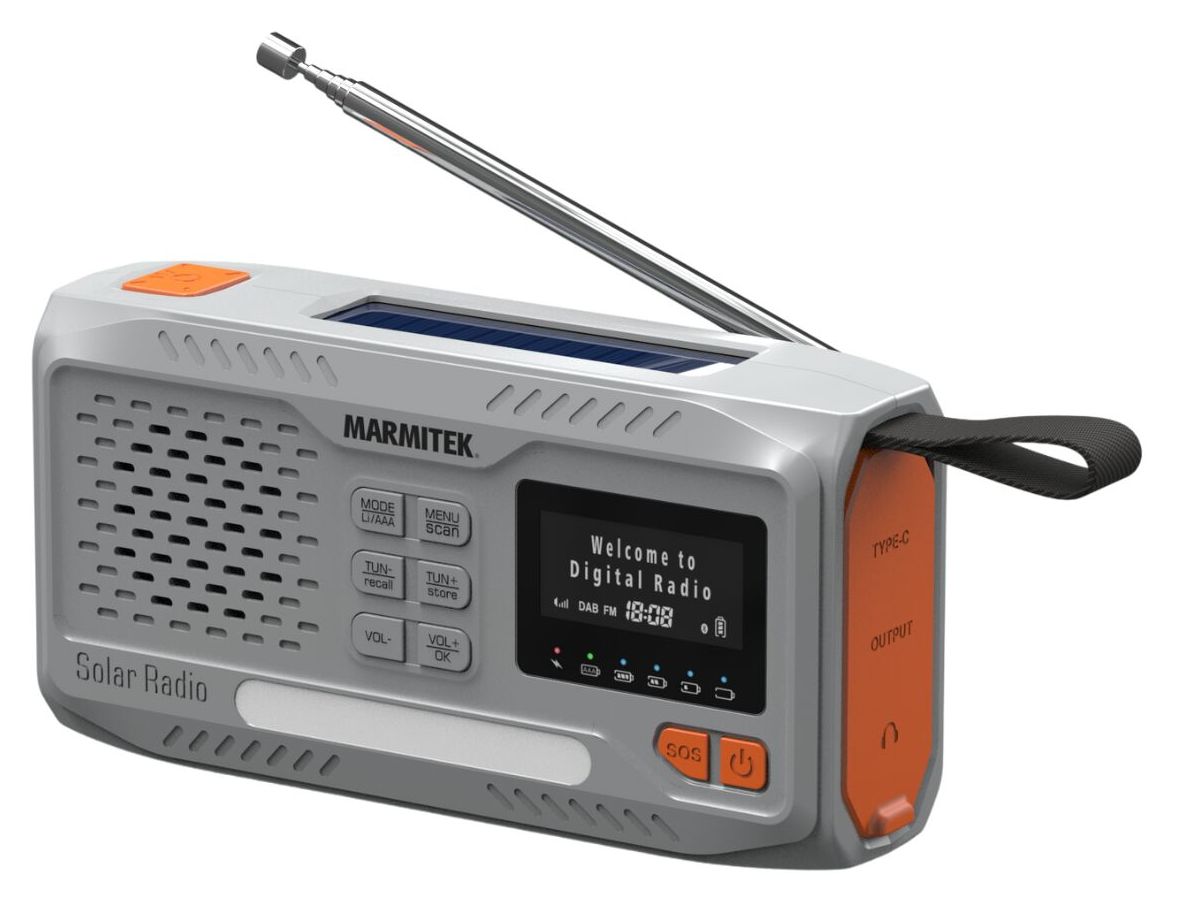 RESQ100 Kurbelradio Bluetooth DAB, DAB+, FM Radio Tragbar IPX3  (Hellgrau) 