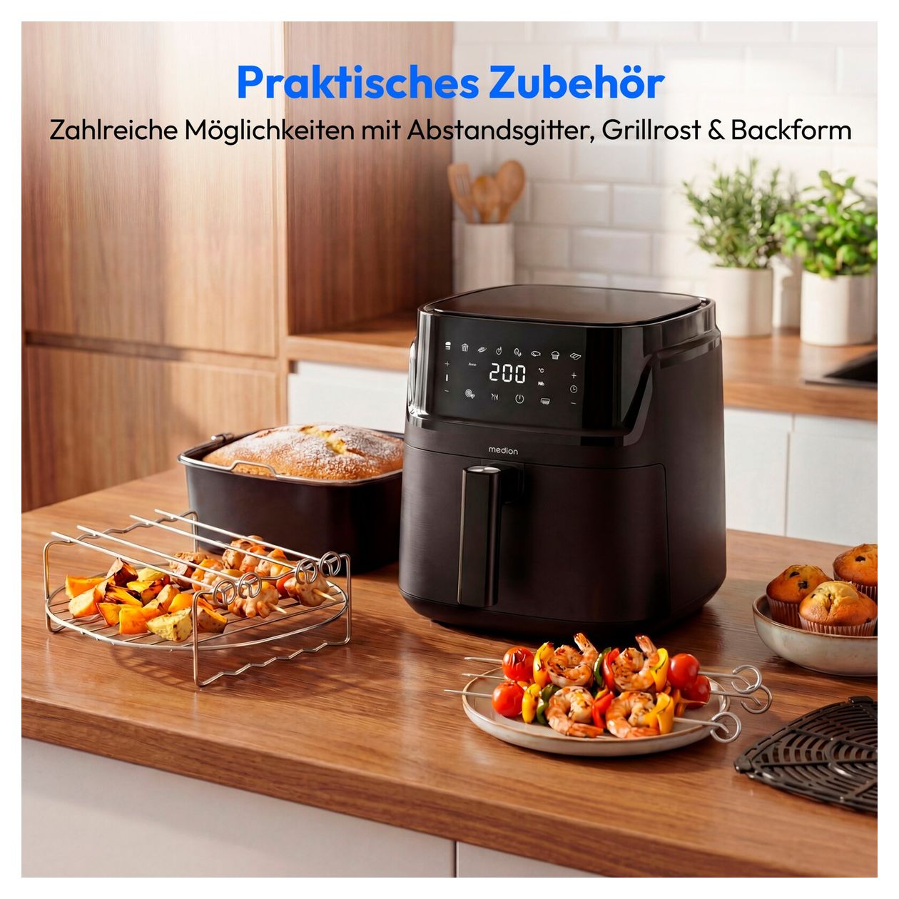 Life P15 XL Eigenständig Heißluftfritteuse 7,2 l 1650 W  (Schwarz) 