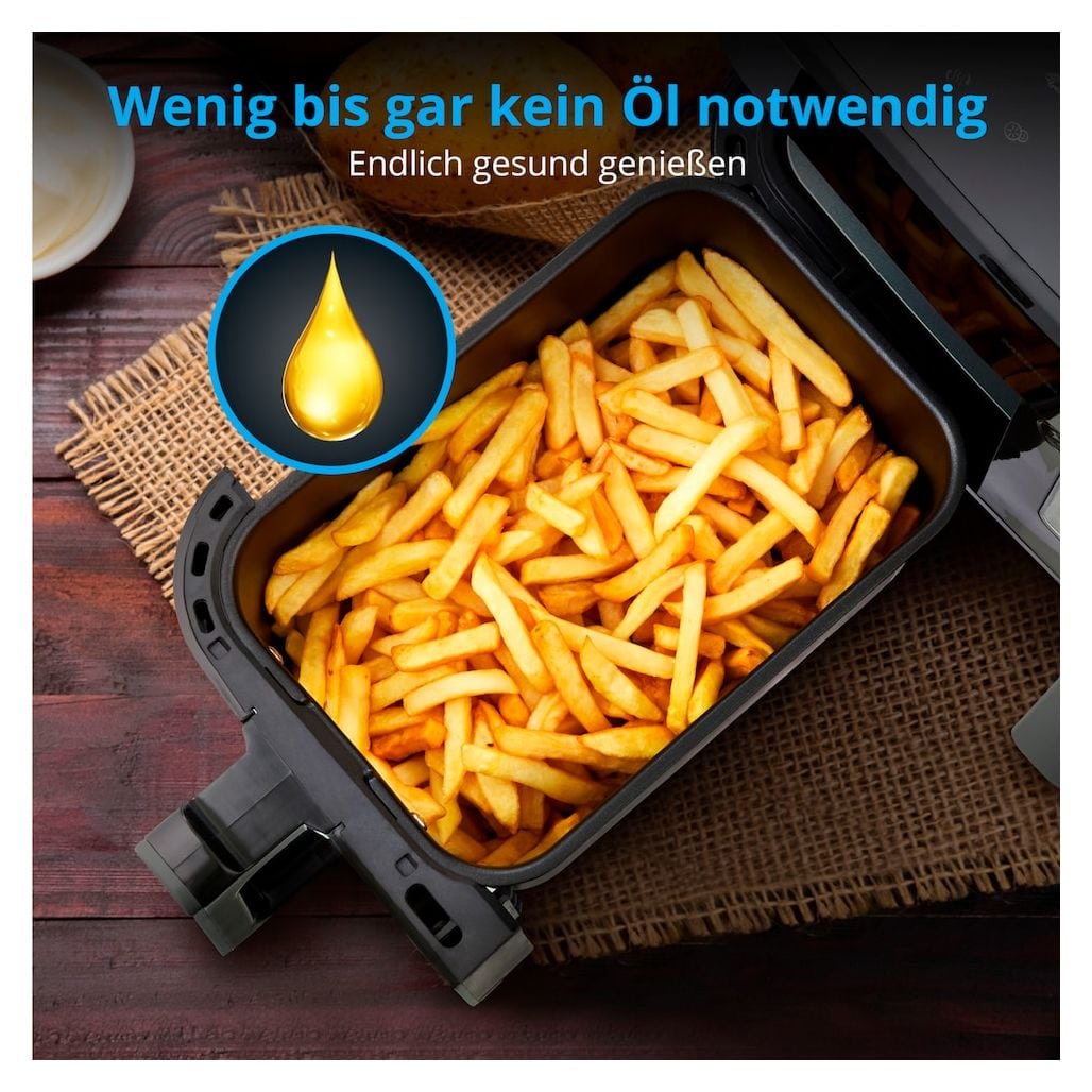 Life P20 XXL MD11760 Doppel Heißluftfritteuse 8,7 l 2600 W  (Schwarz) 