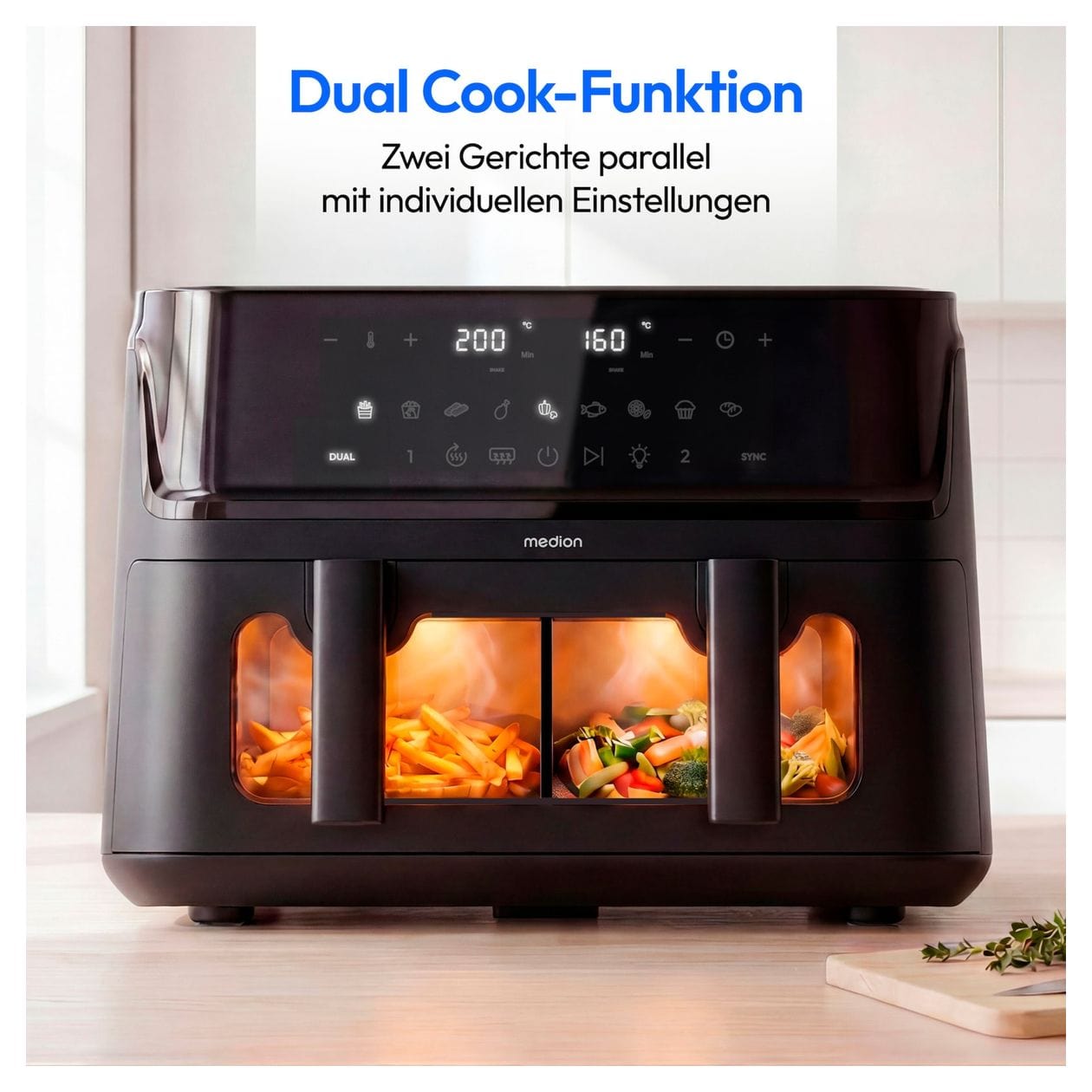 Life P25 XXL Flex M Doppel Heißluftfritteuse 10,8 l 3040 W  (Schwarz) 