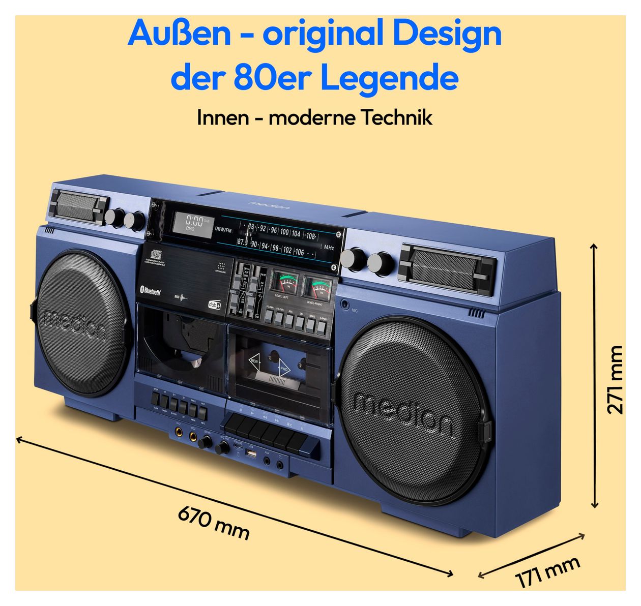 Life P66538 DAB+, PLL 20 W Bluetooth  (Blau) 