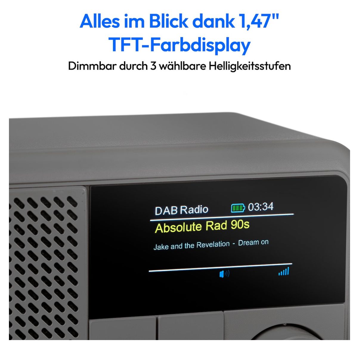 Life S66822 Bluetooth DAB+, UKW Radio Tragbar IPX1  (Grau) 