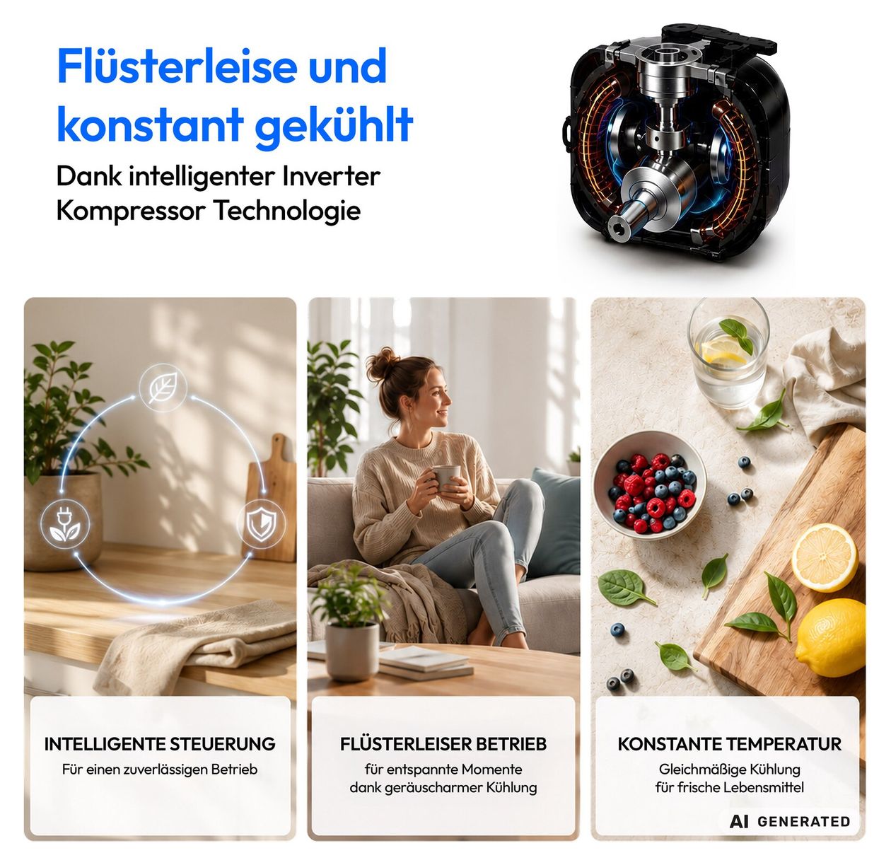 MD370033 90 l / 80 l Tischkühlschrank EEK: E 85 kWh Jahr  (Weiß) 
