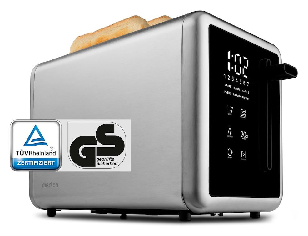 MD12102 Toaster 850 W 2 Scheibe(n) 7 Stufen  (Silber, Schwarz) 