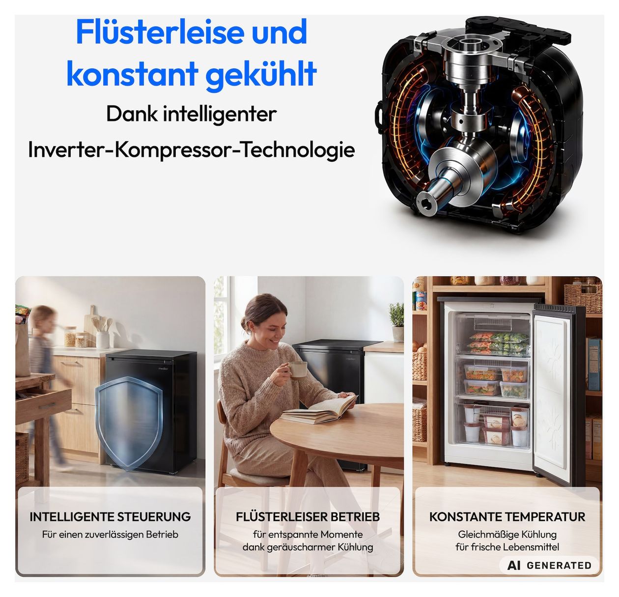 MD370018 85 l Gefrierschrank 105 kWh Jahr  (Schwarz) 
