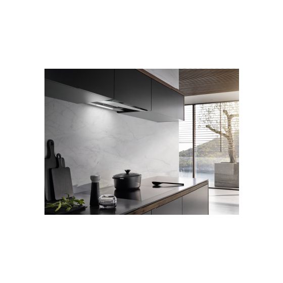 DAS4640 Abluft/Umluft Dunstabzugshaube/Esse Einbau 561 mm (Silber, Transparent) 