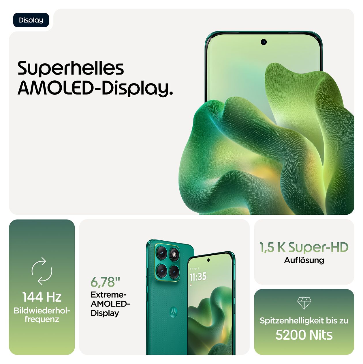 Edge 70 Fusion 256 GB 5G Smartphone 17,2 cm (6.78") 2,5 GHz Android 50 MP Dual Kamera Dual Sim WiFi 6E (PANTONE Sporting Green) 