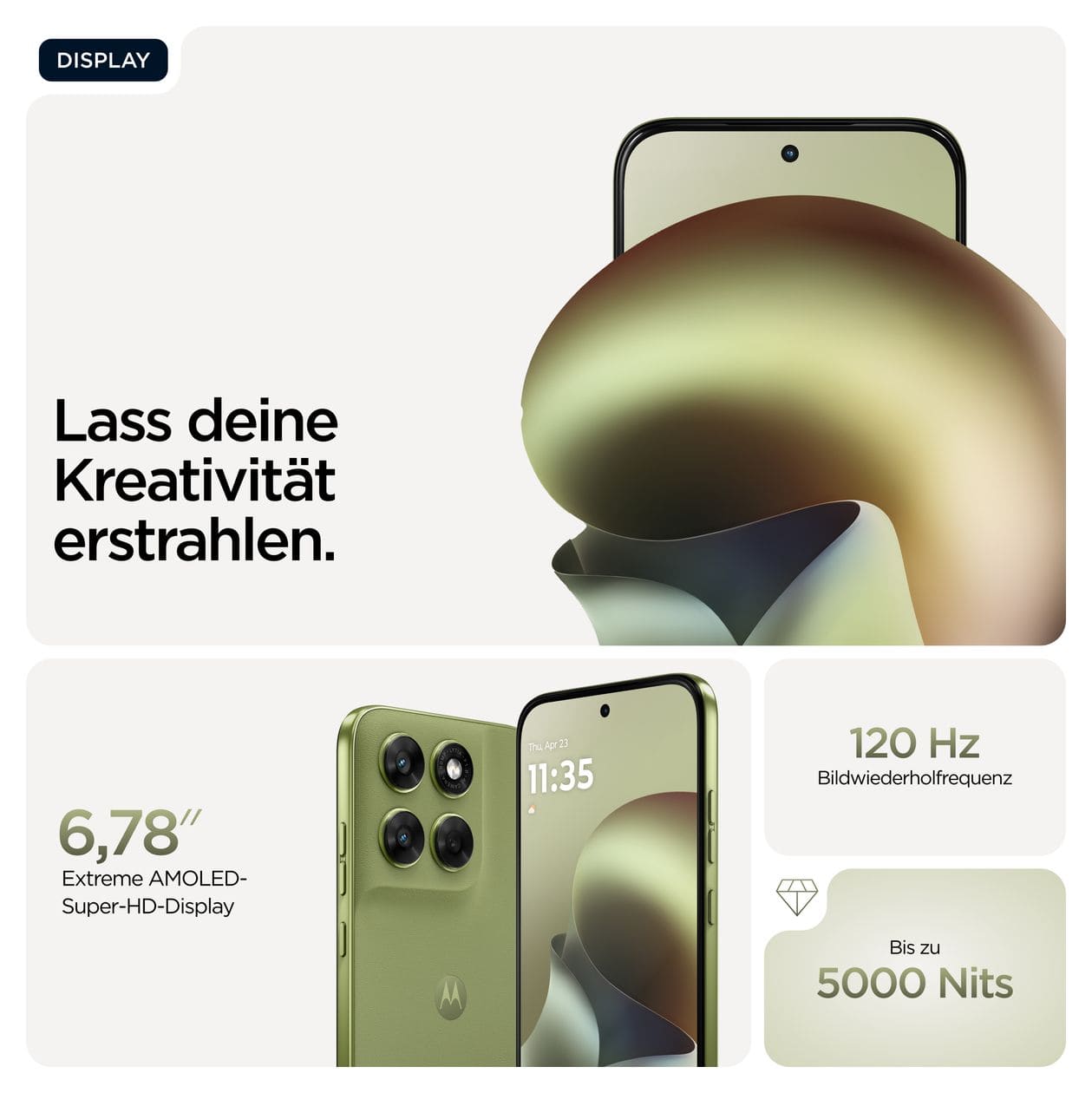 Moto g67 256 GB 5G Smartphone 17,3 cm (6.8 Zoll) 2,4 GHz Android 50 MP Dual Kamera Dual Sim WiFi 5 (PANTONE Nile) 