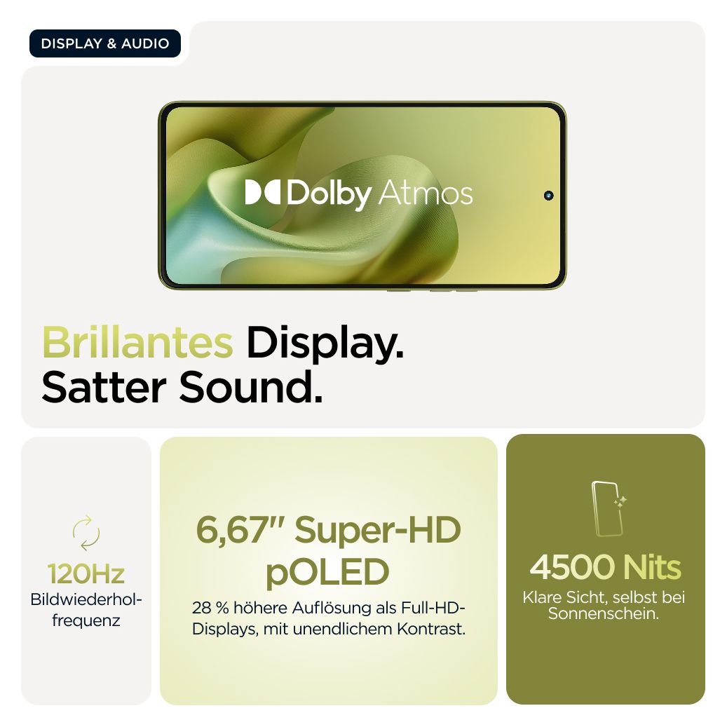 Moto G86 256 GB 5G Smartphone 16,9 cm (6.67 Zoll) Android 50 MP Dual Kamera Dual Sim WiFi 6 (Golden Cypress) 