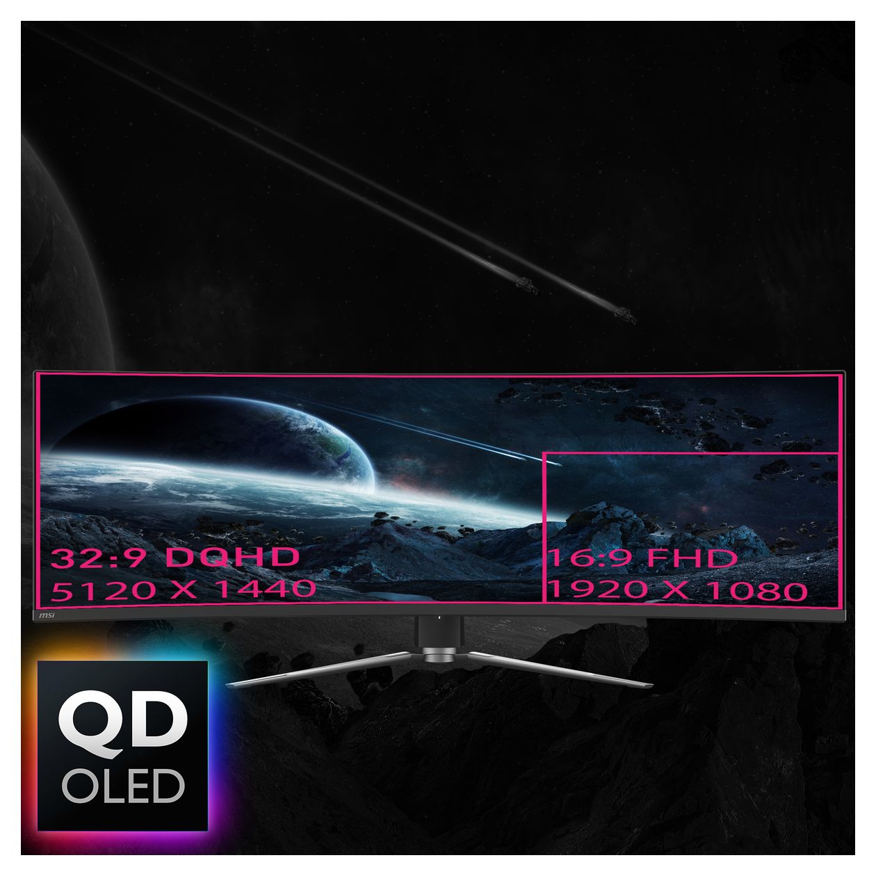 MPG 491CQPDE QD-OLED Quad HD Monitor 124,5 cm (49 Zoll) 32:9 0,03 ms 250 cd/m²  (Schwarz) 