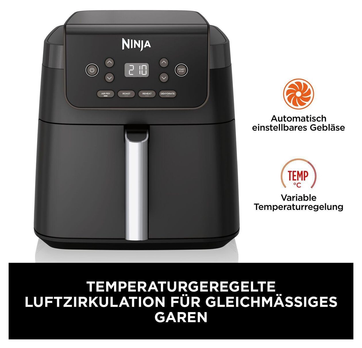 AF170EU Heißluftfritteuse 6,2 l 2000 W  (Schwarz) 