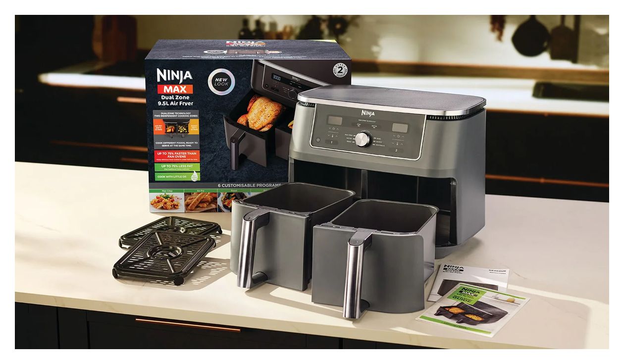 DZ400EU Doppel Heißluftfritteuse 9,5 l 2470 W  (Grau) 