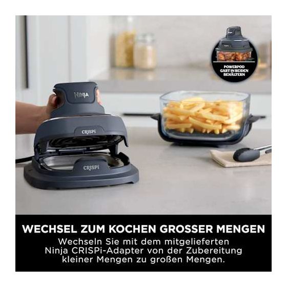 FN101EU Crispi Heißluftfritteuse 3,8 l 1700 W (Blau, Grau, Transparent) 