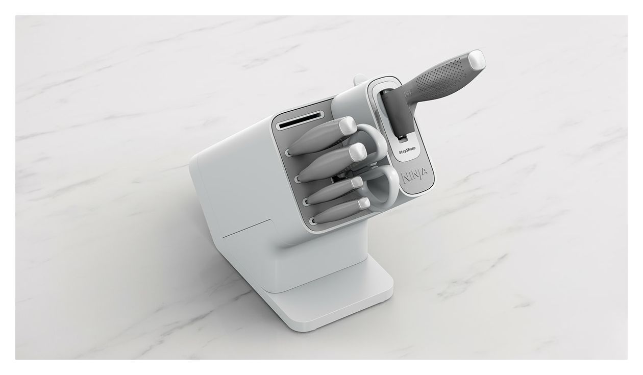 StaySharp Rostfreier Messerblock mit integriertem Schleifer 6-teiliges Set 