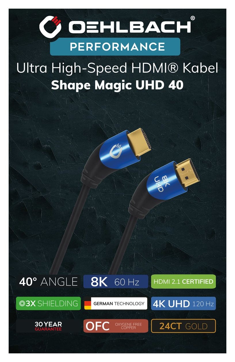 Shape Magic 48 Gbit/s Männlich Abgewinkelt HDMI auf HDMI Typ A (Standard) 3 m  (Schwarz, Blau) 