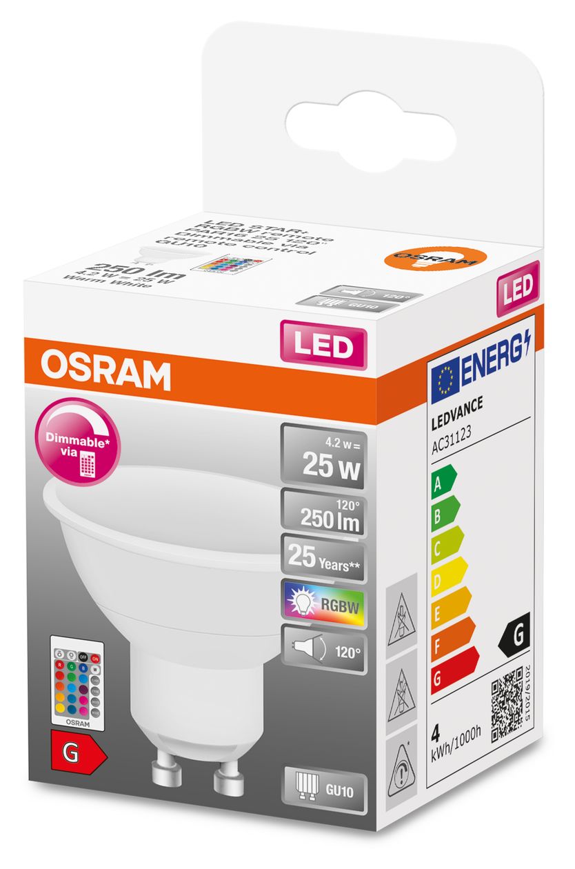 Star+ RGBW LED Lampe Punkt GU10 EEK: G 250 lm entspricht 25 W Dimmbar 