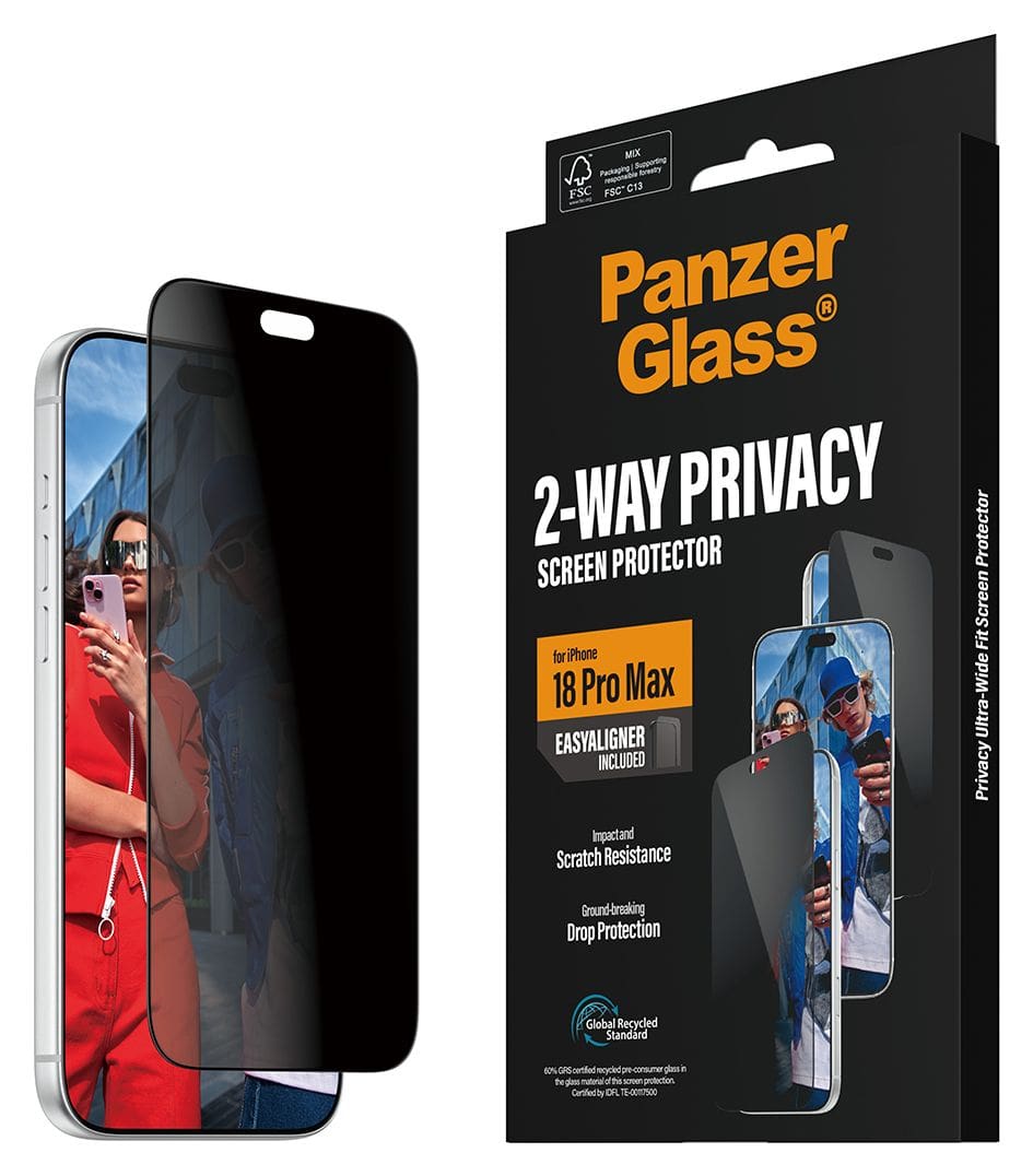PanzerGlass® 2-Way Privacy Displayschutz iPhone 18 Pro Max | Ultra-Wide Fit m. EasyAligner 