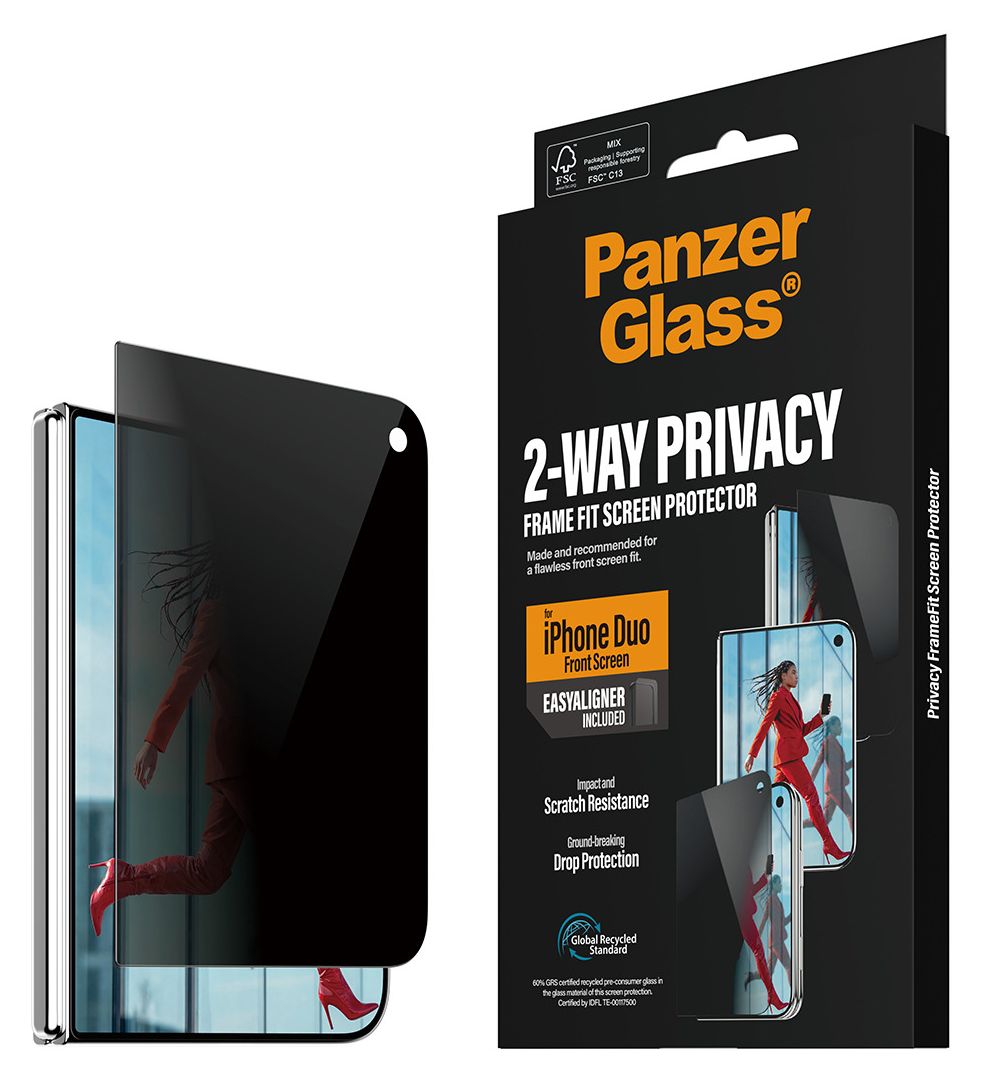 PanzerGlass® Privacy Außendisplay Displayschutz iPhone Duo | RahmenFit m. EasyAligner 