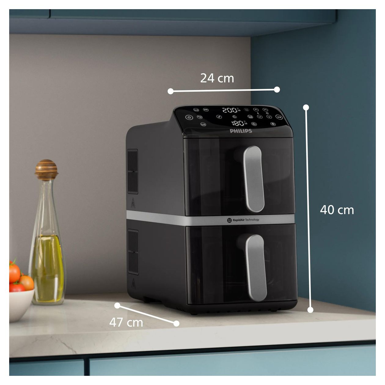 Series 4000 NA461/00 Doppel Heißluftfritteuse 10 l 2750 W  (Schwarz, Silber) 