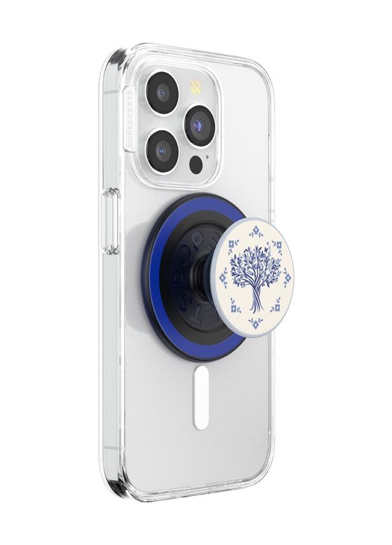PopGrip MagSafe Olive Tree Tile Fingerring für Apple iPhone 12+  (Blau, Weiß) 