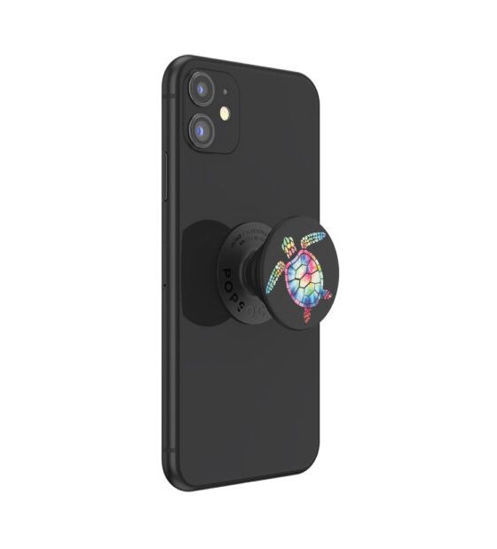 PopGrip Pshychedelic Turtle Fingerring für Universal  (Schwarz, Mehrfarbig) 