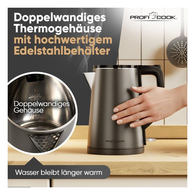 PC-WK1290 1,5 l Wasserkocher 2200 W  (Anthrazit) 