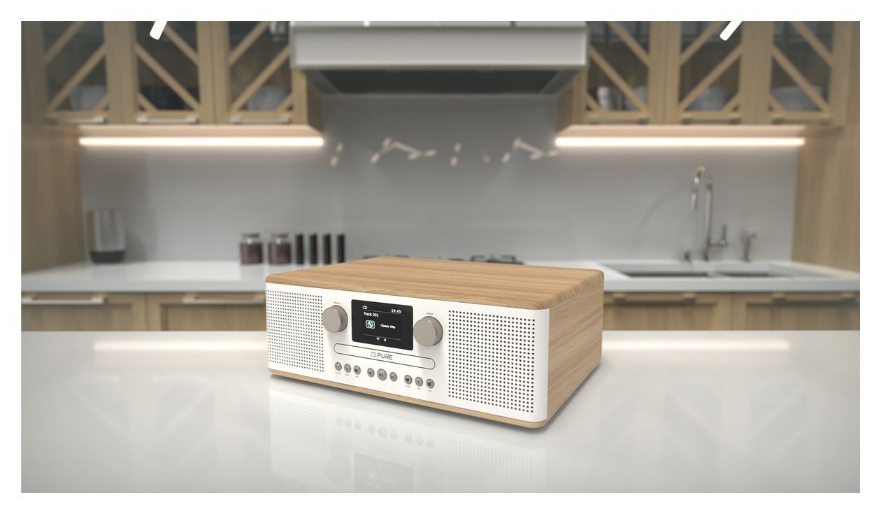 Classic C-D6 Bluetooth DAB, DAB+, FM Radio Tragbar  (Eiche, Weiß) 