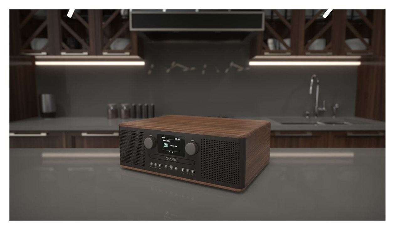 Classic C-D6 Bluetooth DAB, DAB+, FM Radio Tragbar  (Schwarz, Walnuss) 
