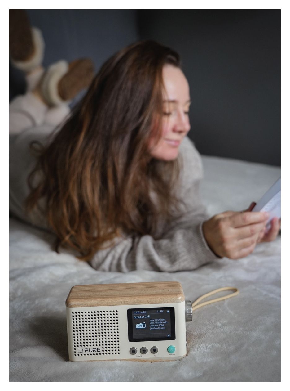 DAB+ Radio Classic Mini Bluetooth DAB+, FM Radio Tragbar  (Cremefarben, Holz) 