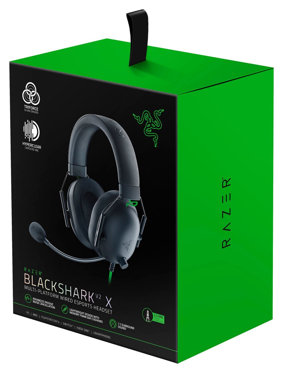 Blackshark V2 X Over Ear Kopfhörer Kabelgebunden  (Schwarz, Grün) 