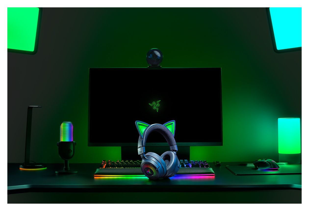 Kraken Kitty V3 Pro Over Ear Bluetooth Kopfhörer kabelgebunden&kabellos USB Typ-A  (Schwarz) 
