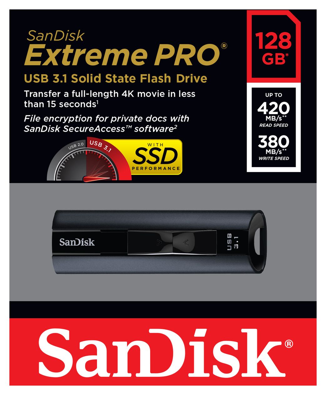 Extreme Pro USB Typ-A Stick 128 GB  (Schwarz) 