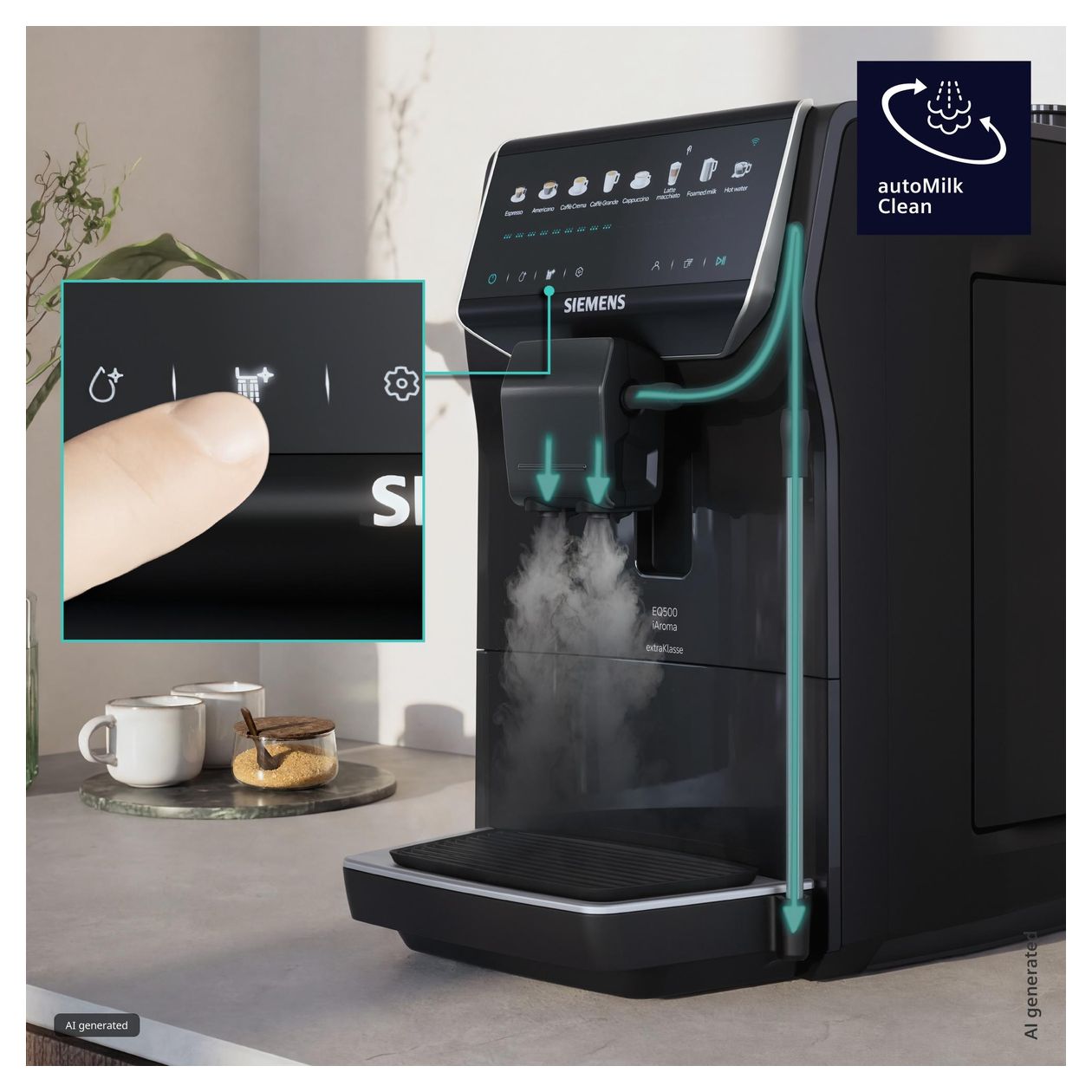 EQ500 TP555EF5 iAroma Kaffeevollautomat 15 bar 1,8 l 300 g AutoClean  (Schwarz) 