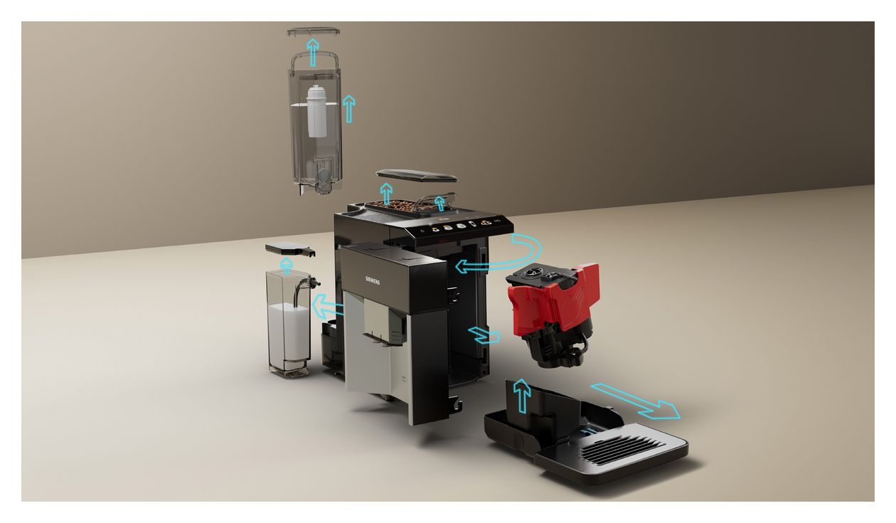 EQ500 TQ513D01 Kaffeevollautomat 15 bar 1,9 l 270 g AutoClean  (Schwarz, Silber) 