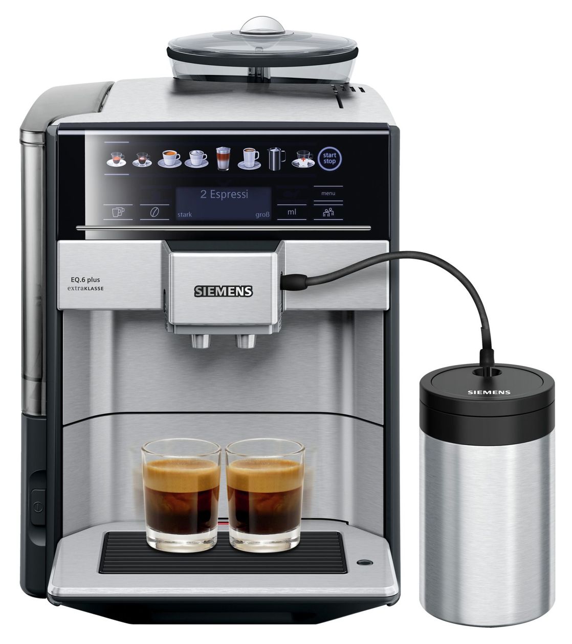 EQ6 TE657F03DE plus extraKlasse Kaffeevollautomat 1,7 l 300 g AutoClean  (Schwarz, Edelstahl) 