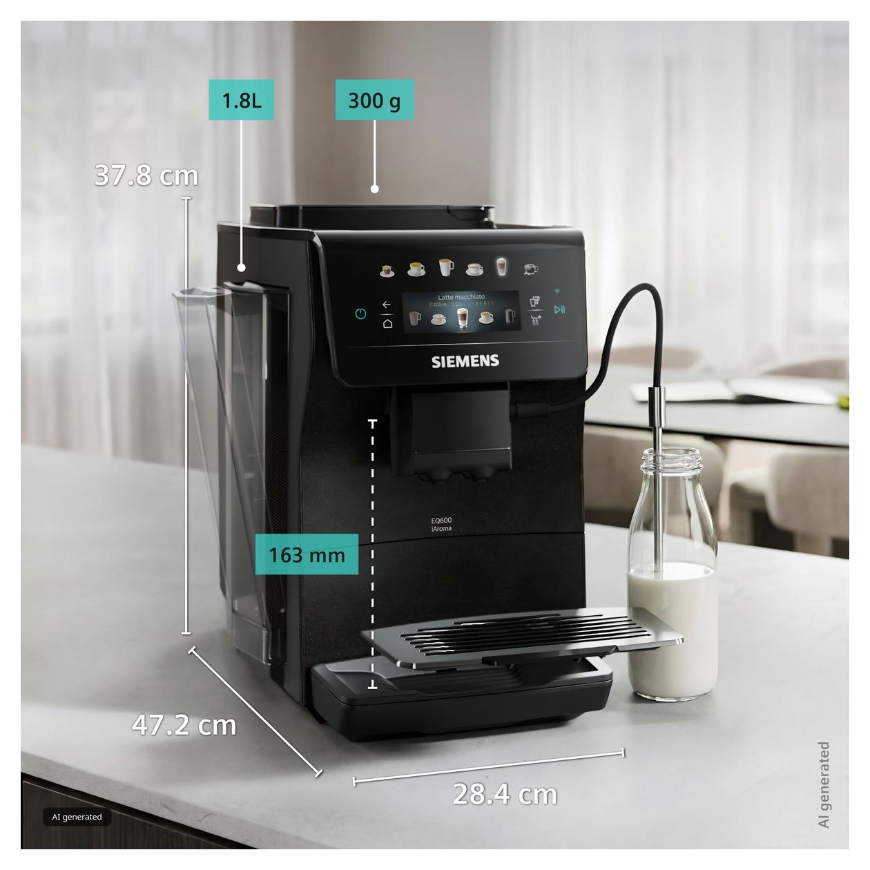 EQ600 TP603E08 iAroma Kaffeevollautomat 15 bar 1,8 l 300 g  (Schwarz) 