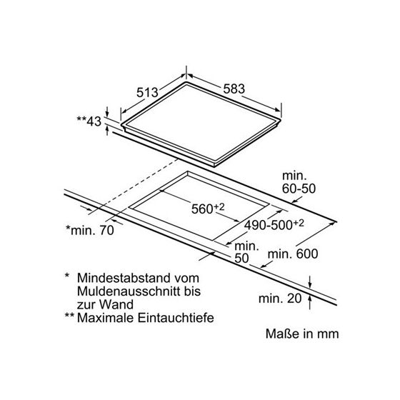 iQ100 EA645GE17 herdgebundenes 60cm Glaskeramik Kochfeld/Herdplatte 4 Zone(n) 