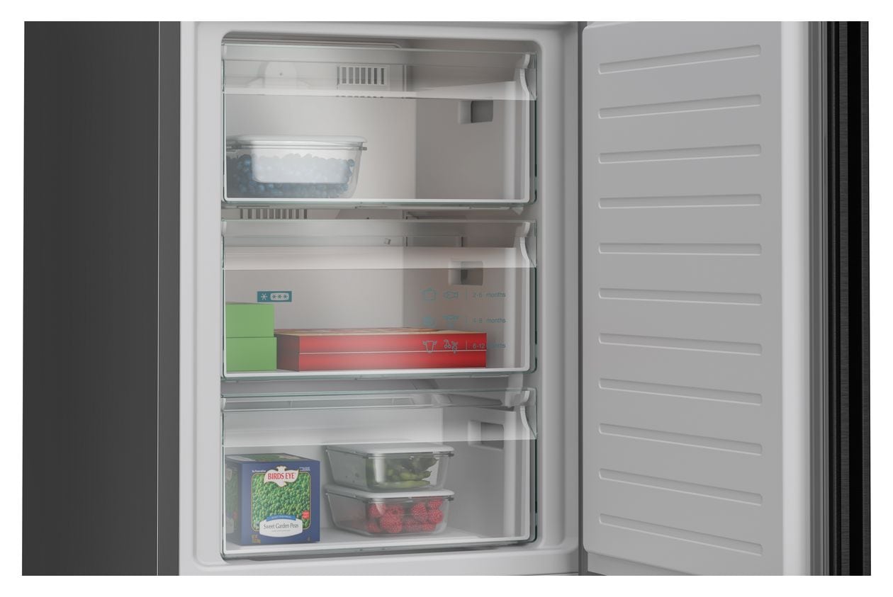 iQ300 KG36NVXBG 218 l / 103 l Kühl-Gefrierkombi freistehend NoFrost 127 kWh Jahr (Gebürsteter Stahl, Schwarz) 