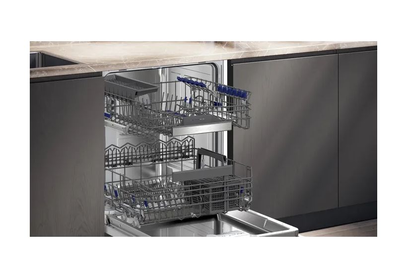 iQ300 SN43ESS2BD mit Zubehör SZ36DB04 60 cm Geschirrspüler unterbaufähig sehr leise 13 Maßgedecke aquaStop Funktion Wärmetauscher (Gebürsteter Stahl, Edelstahl) 
