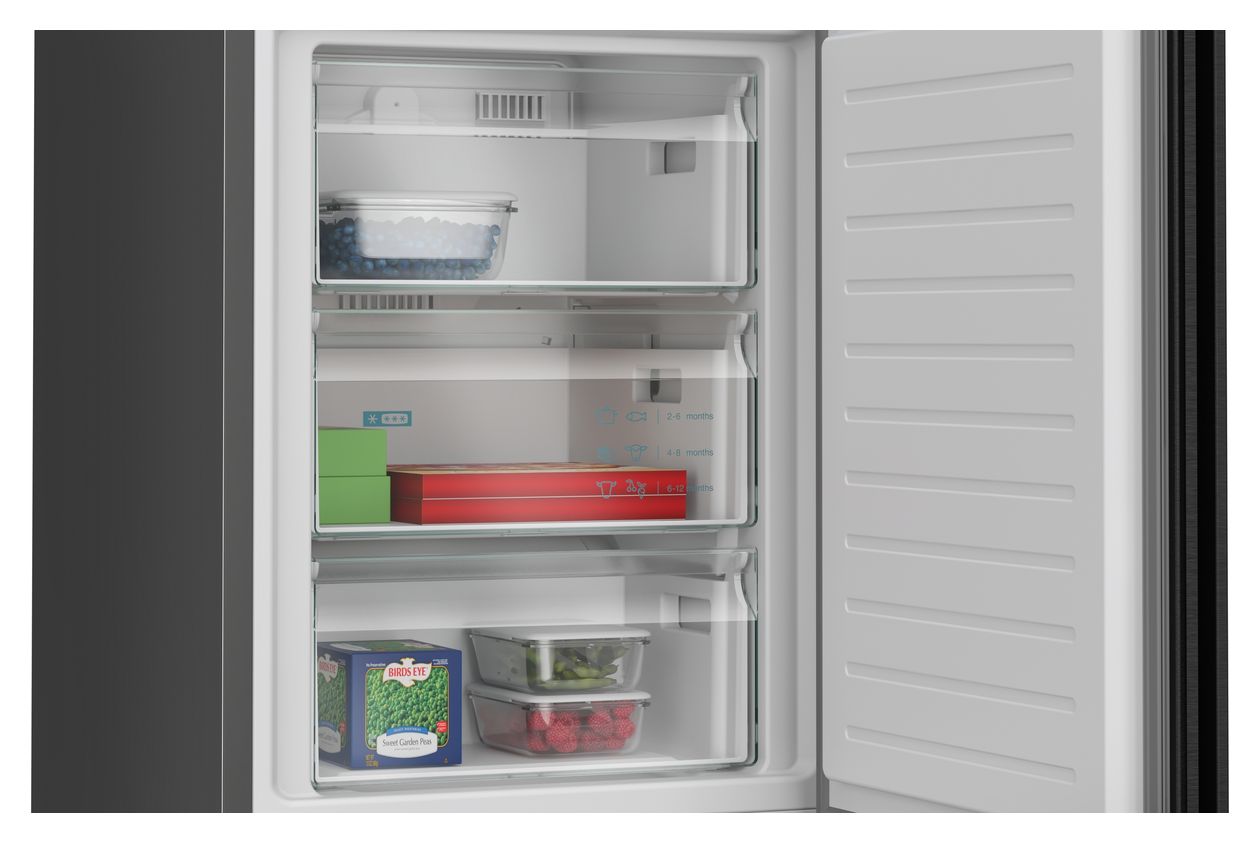 iQ500 KG39N4X1F 260 l / 103 l Kühl-Gefrierkombi freistehend NoFrost 101 kWh Jahr  (Gebürsteter Stahl) 