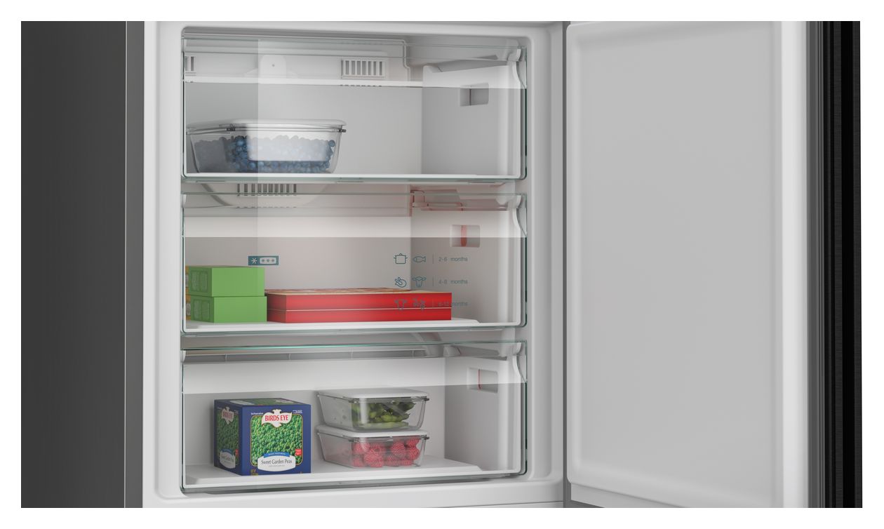 iQ500 KG49N4XAF 311 l / 129 l Kühl-Gefrierkombi freistehend NoFrost 122 kWh Jahr  (Schwarz) 
