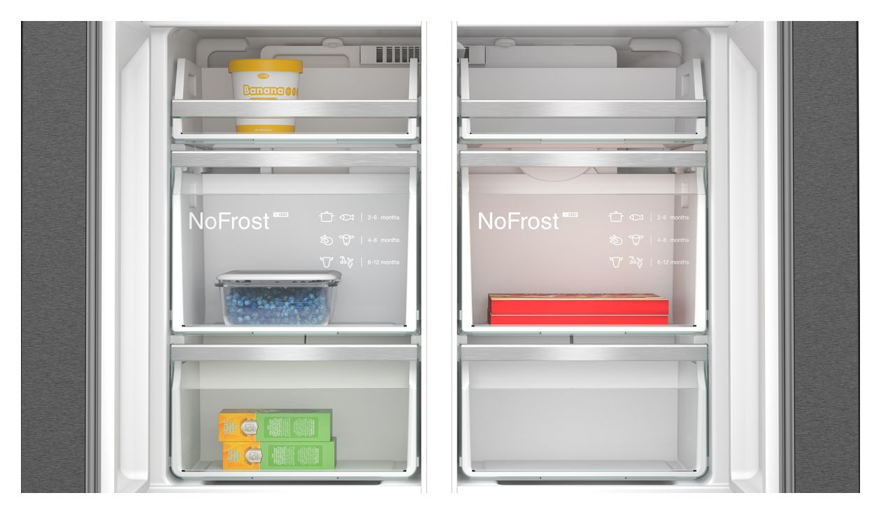 iQ700 KF96DPXEA Side-by-Side Kühl-/ Gefrierkombination French Door 375 l / 199 l 327 kWh NoFrost 1830 mm x 905 mm  (Grau) 