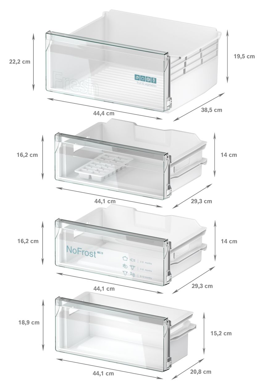 iQ100 KI96NNSE0 Schlepptür 215 l Kühlteil 75 l Gefrierteil 194 cm Einbau Kühl-/Gefrierkombination NoFrost 