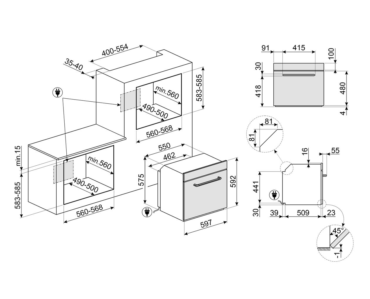 SOP6900TN Einbaubackofen 68 l AutoClean 