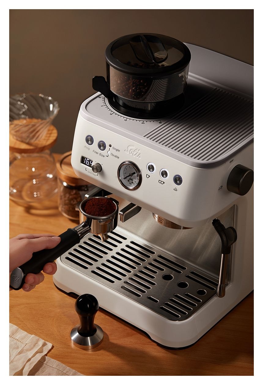 1019 Perfetta Grind & Infuse Siebträger Kaffeemaschine 1645 W  (Weiß) 