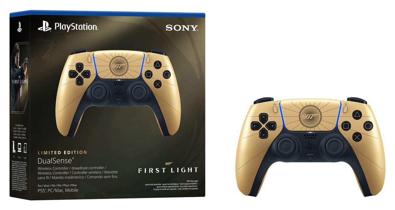 DualSense Wireless Controller - 007 First Light Limited Edition Analog / Digital Gamepad für PC/MAC/Android/iOS/PlayStation 5  (Schwarz, Gold) 