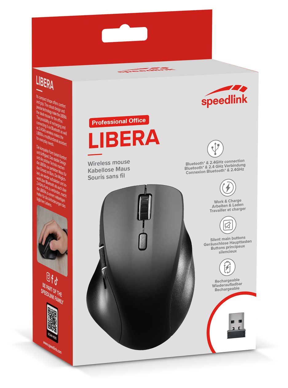 Libera 3200 DPI Gaming Maus Optisch  (Schwarz) 